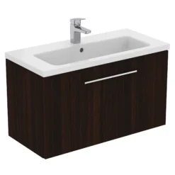 Ideal Standard I.life S Compact Coffee Brown Oak Effect Wall-mounted Bathroom Vanity Unit (H)44cm (W)80cm -Crystal Bathware ideal standard i life s compact coffee brown oak effect wall mounted bathroom vanity unit h 44cm w 80cm8014140503033 06c bq