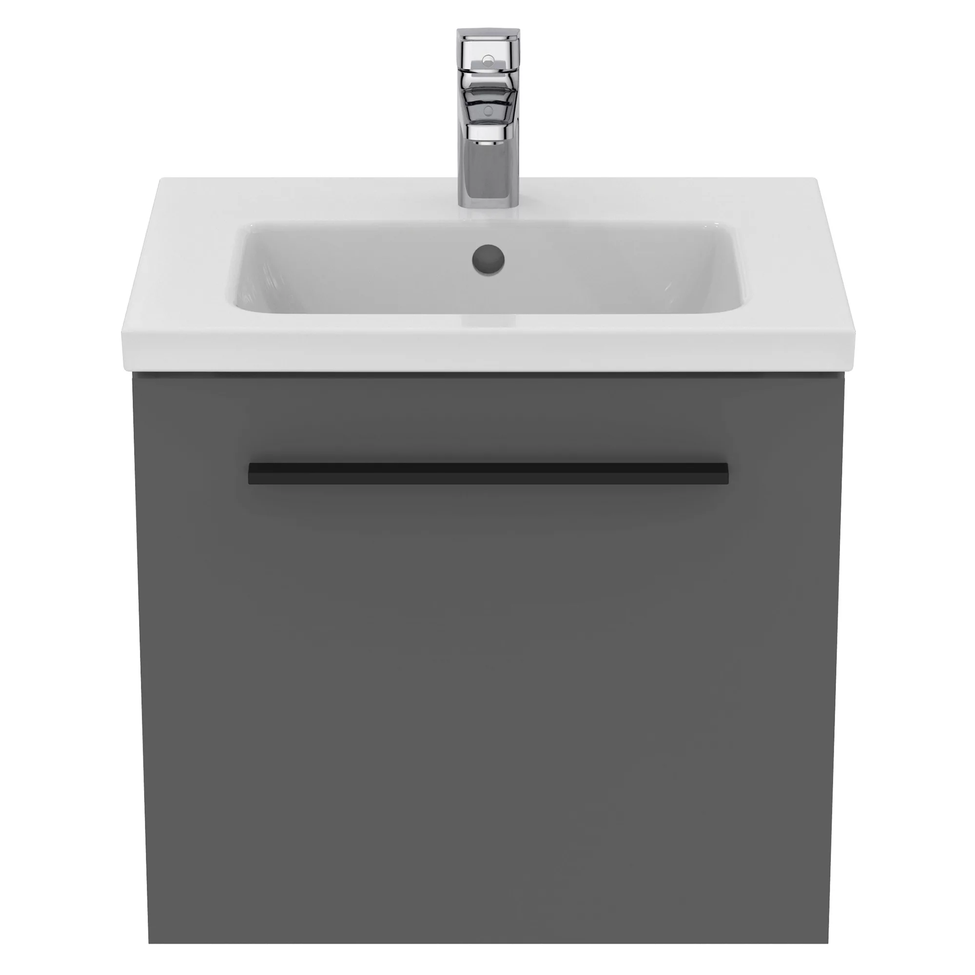 Ideal Standard I.life S Compact Gloss Quartz Grey Wall-mounted Bathroom Vanity Unit (H)44cm (W)50cm 7 Ideal Standard I.life S Compact Gloss Quartz Grey Wall-mounted Bathroom Vanity Unit (H)44cm (W)50cm - Image 5