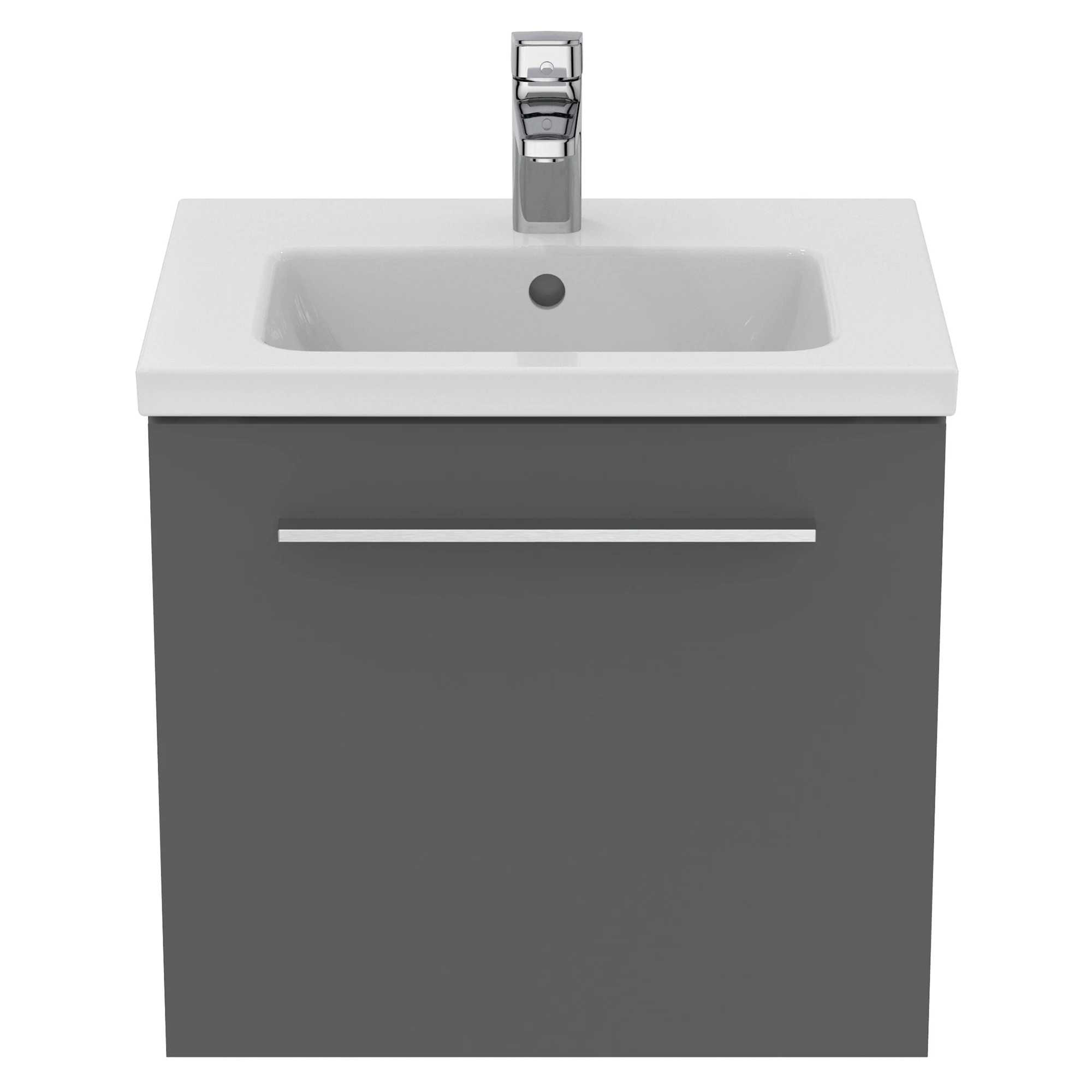 Ideal Standard I.life S Compact Gloss Quartz Grey Wall-mounted Bathroom Vanity Unit (H)44cm (W)50cm 8 Ideal Standard I.life S Compact Gloss Quartz Grey Wall-mounted Bathroom Vanity Unit (H)44cm (W)50cm - Image 6