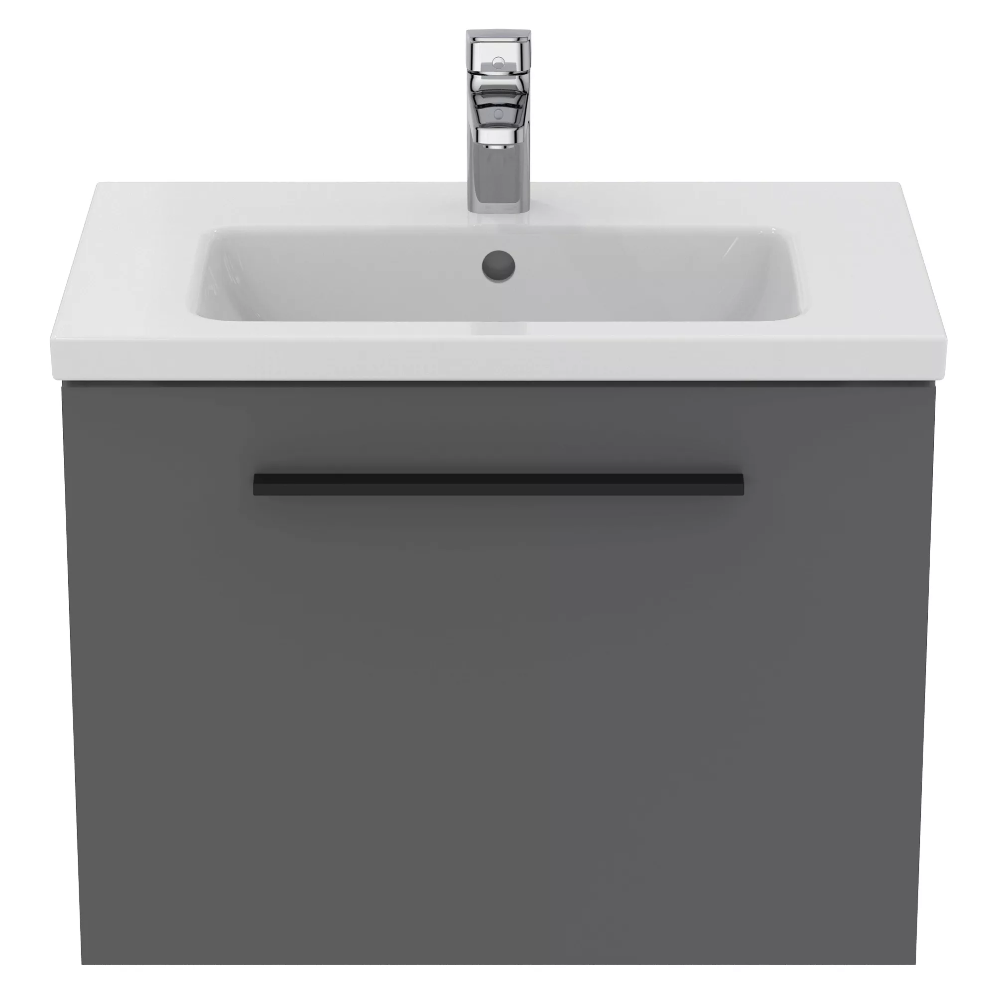 Ideal Standard I.life S Compact Gloss Quartz Grey Wall-mounted Bathroom Vanity Unit (H)44cm (W)60cm 7 Ideal Standard I.life S Compact Gloss Quartz Grey Wall-mounted Bathroom Vanity Unit (H)44cm (W)60cm - Image 5