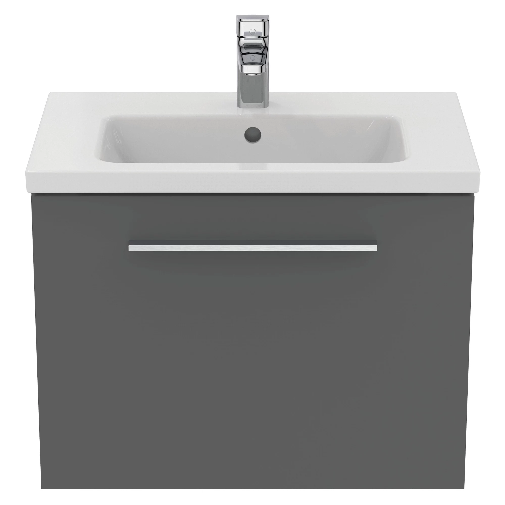 Ideal Standard I.life S Compact Gloss Quartz Grey Wall-mounted Bathroom Vanity Unit (H)44cm (W)60cm 8 Ideal Standard I.life S Compact Gloss Quartz Grey Wall-mounted Bathroom Vanity Unit (H)44cm (W)60cm - Image 6