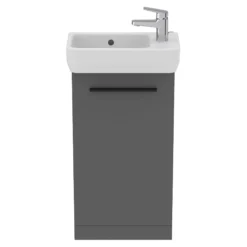 Ideal Standard I.life S Matt Quatz Grey Freestanding Bathroom Vanity Unit (H)74cm (W)41cm -Crystal Bathware ideal standard i life s matt quatz grey freestanding bathroom vanity unit h 74cm w 41cm8014140496175 07c bq