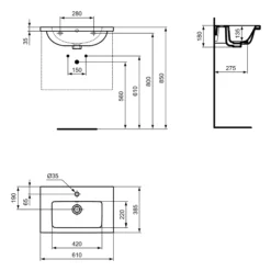 Ideal Standard I.life S White Rectangular Vanity Basin (W)60cm -Crystal Bathware ideal standard i life s white rectangular vanity basin w 60cm8014140491682 05t bq