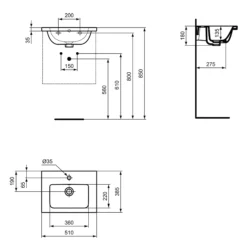 Ideal Standard I.life S White Rectangular Wall-mounted Vanity Basin (W)50cm -Crystal Bathware ideal standard i life s white rectangular wall mounted vanity basin w 50cm8014140491705 05t bq
