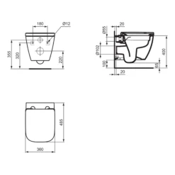 Ideal Standard I.life S White Wall Hung Toilet Pan With Soft Close Seat -Crystal Bathware ideal standard i life s white wall hung toilet pan with soft close seat5059340842325 02t BQ