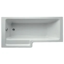 Ideal Standard Tempo Cube Acrylic Left-handed L-shaped White Shower 0 Tap Hole Bath (L)1695mm (W)845mm -Crystal Bathware ideal standard tempo cube acrylic left handed l shaped white shower 0 tap hole bath l 1695mm w 845mm3663602367574 02c bq