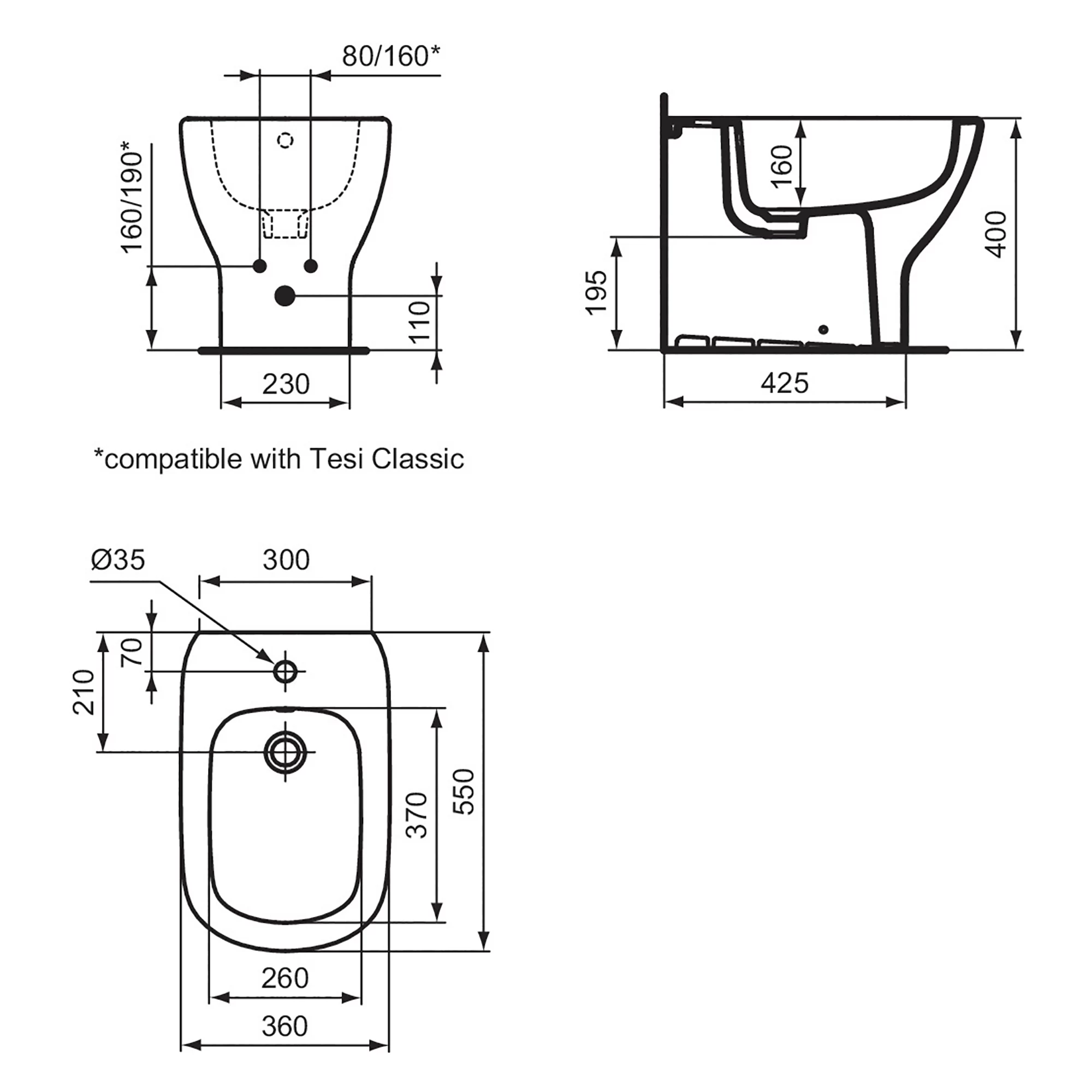 Ideal Standard Tesi Back To Wall Floor-mounted Bidet 4 Ideal Standard Tesi Back To Wall Floor-mounted Bidet - Image 2
