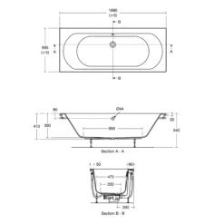 Ideal Standard Tesi White Acrylic Square Bath Rectangular Double Ended Bath (L)1695mm (W)695mm 5 Ideal Standard Tesi White Acrylic Square Bath Rectangular Double Ended Bath (L)1695mm (W)695mm -Crystal Bathware ideal standard tesi white acrylic square bath rectangular double ended bath l 1695mm w 695mm8014140448112 01t bq