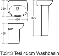 Ideal Standard Tesi White D-shaped Freestanding Cloakroom Basin (W)45cm -Crystal Bathware ideal standard tesi white d shaped freestanding cloakroom basin w 45cm3663602367611 01t bq