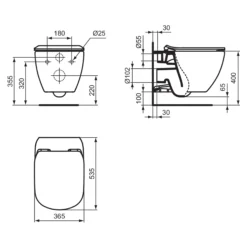Ideal Standard Tesi White Wall Hung Toilet With Soft Close Seat -Crystal Bathware ideal standard tesi white wall hung toilet with soft close seat3663602367444 01t bq