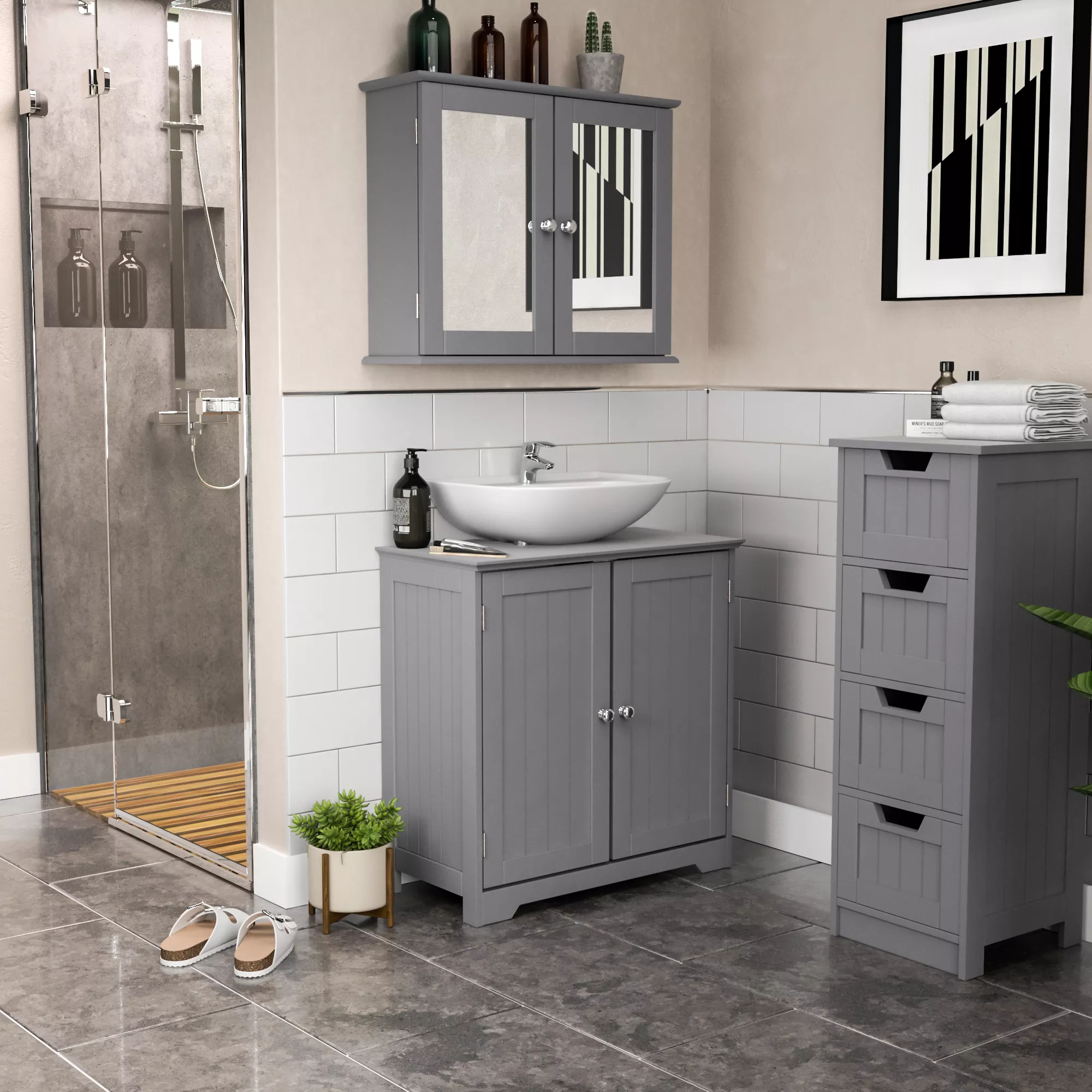 Lassic Rebecca Jones Matt Grey Double Sink Cabinet 6 Lassic Rebecca Jones Matt Grey Double Sink Cabinet - Image 4