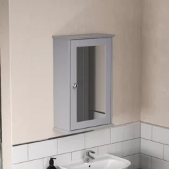 Lassic Rebecca Jones Matt Grey Single Mirrored Wall Cabinet (W)340mm (H)530mm -Crystal Bathware lassic rebecca jones matt grey single mirrored wall cabinet w 340mm h 530mm5056326795293 01i