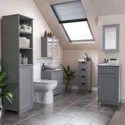 Lassic Rebecca Jones Matt Grey Single Mirrored Wall Cabinet (W)340mm (H)530mm -Crystal Bathware lassic rebecca jones matt grey single mirrored wall cabinet w 340mm h 530mm5056326795293 03i