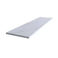 Matt White Marble Effect Round Edge Chipboard & Laminate Bathroom Worktop 2.4cm X 150cm