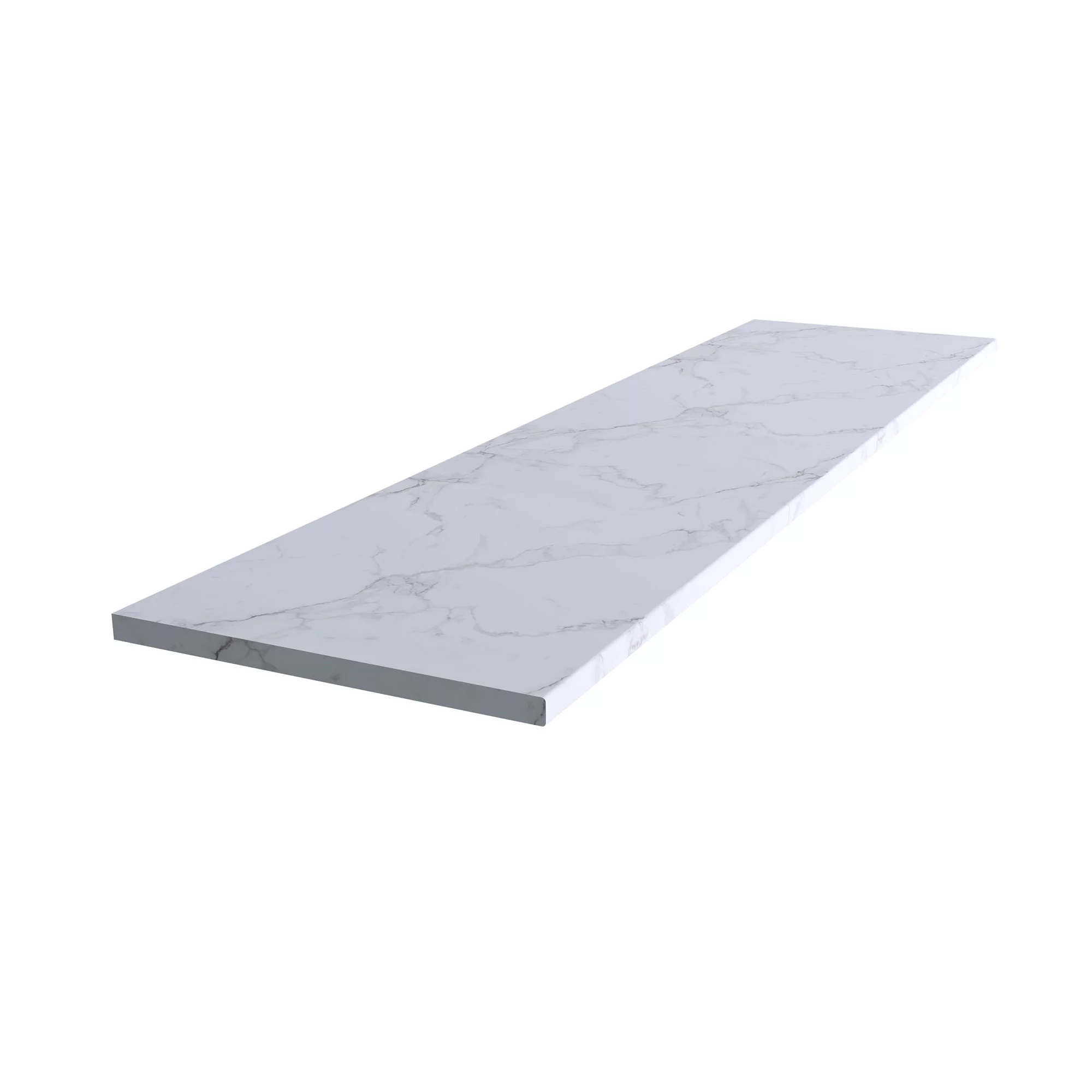 Matt White Marble Effect Round Edge Chipboard & Laminate Bathroom Worktop 2.4cm X 150cm 2 Matt White Marble Effect Round Edge Chipboard & Laminate Bathroom Worktop 2.4cm X 150cm