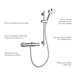Mira Atom EV 4-spray Pattern Chrome Effect Thermostat Temperature Control Mixer Shower -Crystal Bathware mira atom ev 4 spray pattern chrome effect thermostat temperature control mixer shower5013181103564 01t