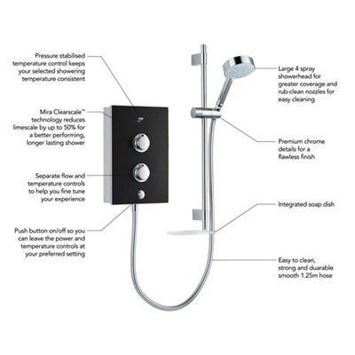 Mira Decor Black Onyx Electric Shower, 8.5kW 13 Mira Decor Black Onyx Electric Shower, 8.5kW - Image 11