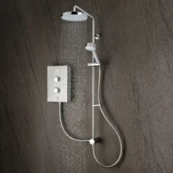 Mira Decor Dual Silver Effect Electric Shower, 10.8kW -Crystal Bathware mira decor dual silver effect electric shower 10 8kw5013181104714 07i bq
