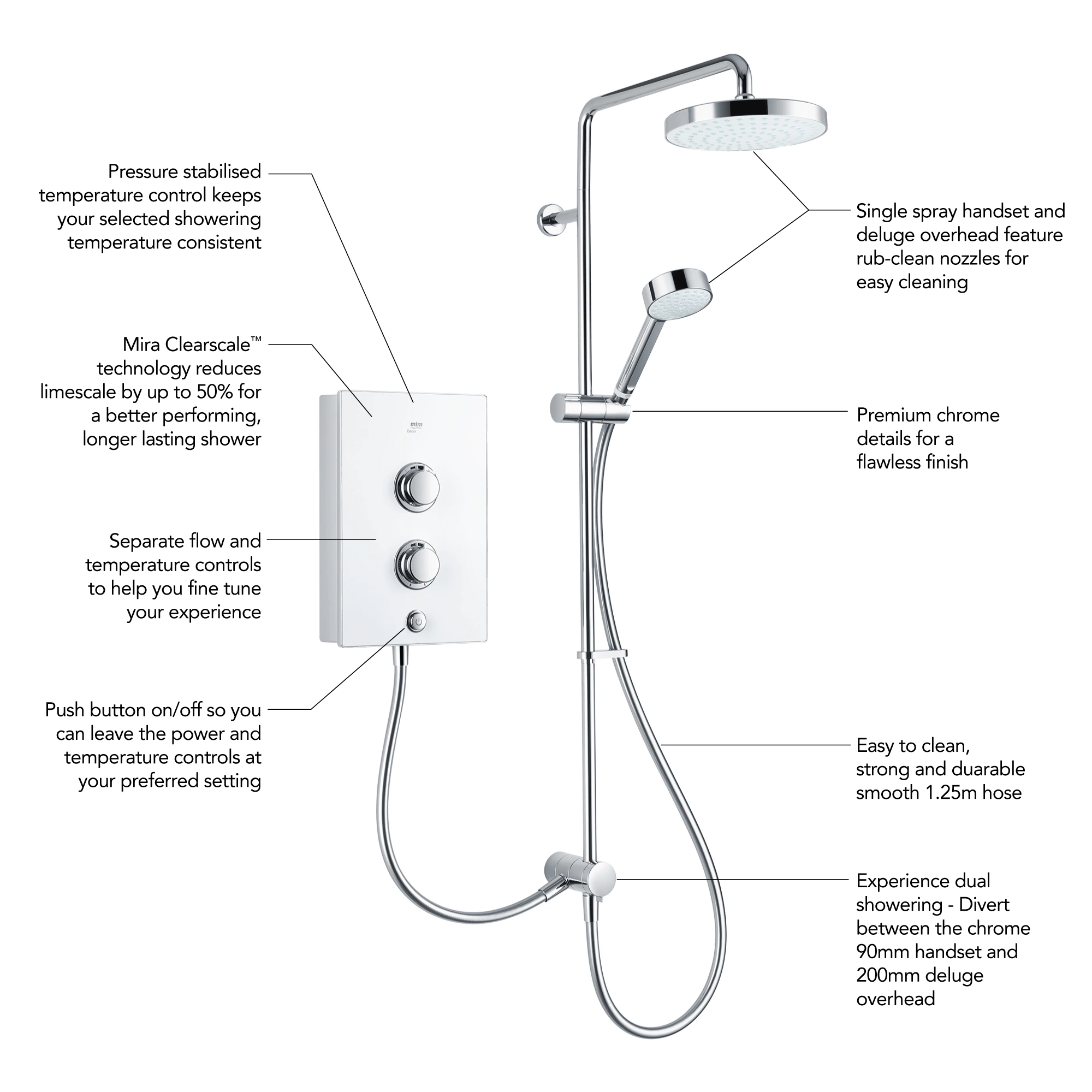 Mira Decor Dual White Electric Shower, 10.8kW 11 Mira Decor Dual White Electric Shower, 10.8kW - Image 9