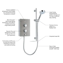 Mira Decor Silver Effect Electric Shower, 9.5kW -Crystal Bathware mira decor silver effect electric shower 9 5kw5013181104707 02t bq
