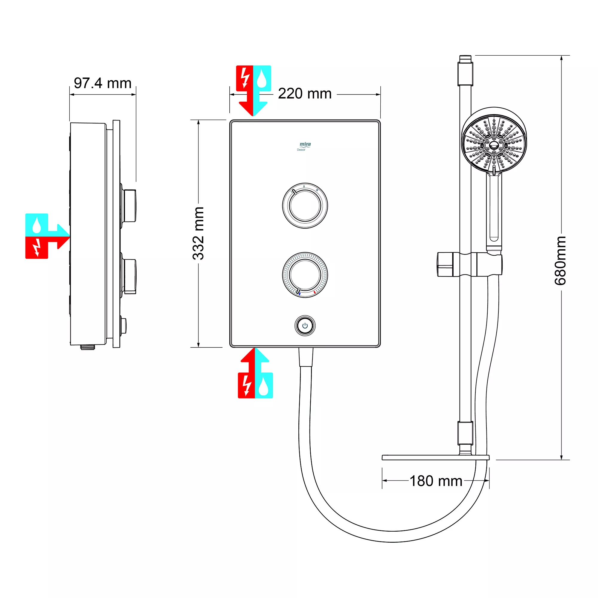 Mira Decor White Electric Shower, 8.5kW 13 Mira Decor White Electric Shower, 8.5kW - Image 11