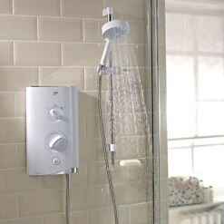Mira Sport Max Airboost White Chrome Effect Electric Shower, 10.8kW -Crystal Bathware mira sport max airboost white chrome effect electric shower 10 8kw5013181059533 07bq