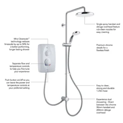 Mira Sprint Dual White Chrome Effect Electric Shower, 9.5kW -Crystal Bathware mira sprint dual white chrome effect electric shower 9 5kw5013181111729 26c