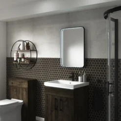 Sensio Aspect Black Rectangular Framed Illuminated Bathroom Mirror (H)700mm (W)500mm -Crystal Bathware sensio aspect black rectangular framed illuminated bathroom mirror h 700mm w 500mm5060522084884 04c bq
