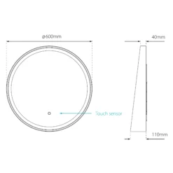 Sensio Dawn Black Round Framed Illuminated Colour-changing Mirror (H)600mm (W)600mm -Crystal Bathware sensio dawn black round framed illuminated colour changing mirror h 600mm w 600mm5060522085263 01t