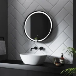 Sensio Dawn Black Round Framed Illuminated Colour-changing Mirror (H)600mm (W)600mm -Crystal Bathware sensio dawn black round framed illuminated colour changing mirror h 600mm w 600mm5060522085263 04c bq