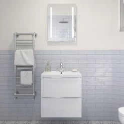 Sensio Ester Plus White Rectangular Wall-mounted Bathroom & WC Illuminated Mirror (H)65cm (W)50cm 9 Sensio Ester Plus White Rectangular Wall-mounted Bathroom & WC Illuminated Mirror (H)65cm (W)50cm -Crystal Bathware sensio ester plus white rectangular wall mounted bathroom wc illuminated mirror h 65cm w 50cm5060522089070 01i