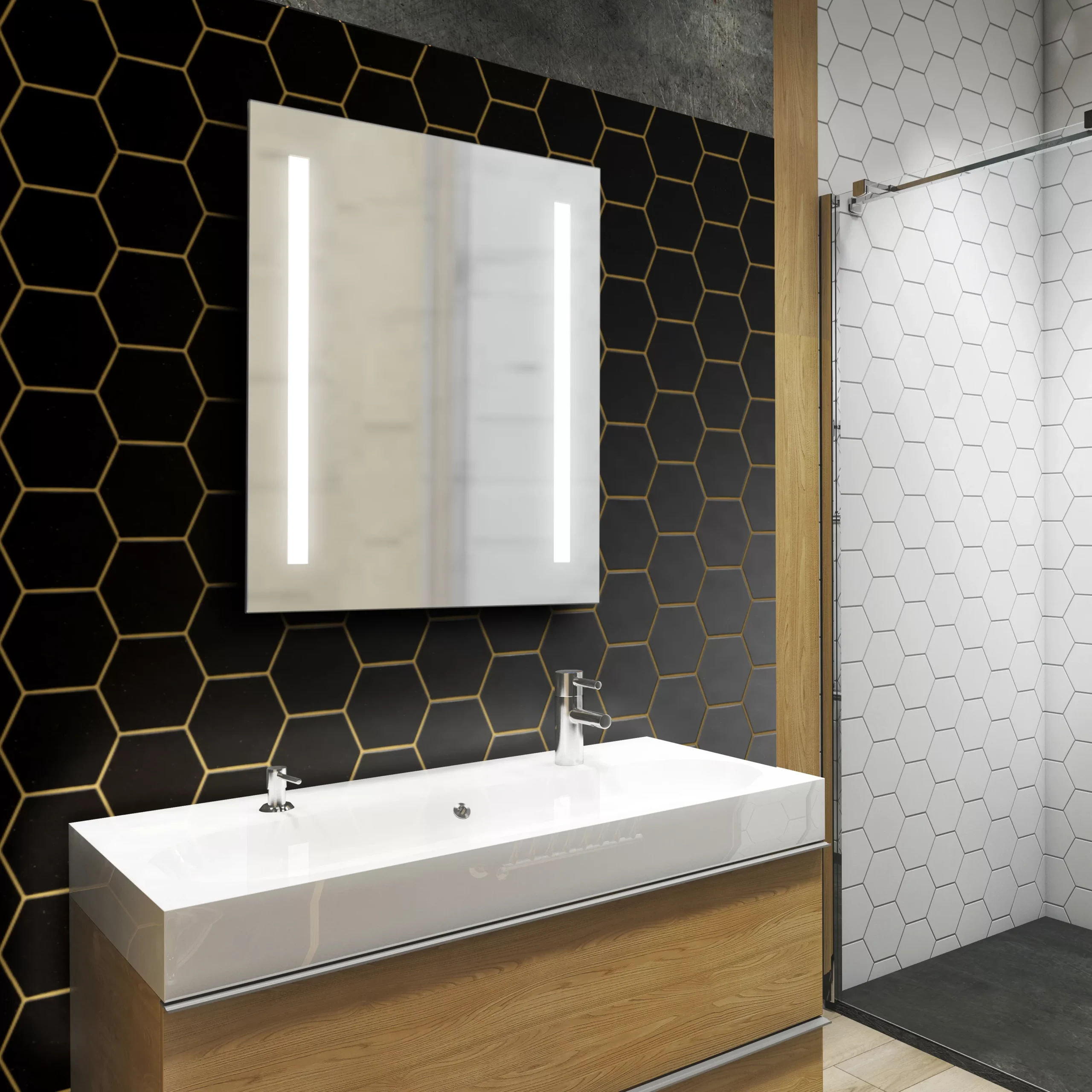 Sensio Ester Plus White Rectangular Wall-mounted Bathroom & WC Illuminated Mirror (H)65cm (W)50cm 4 Sensio Ester Plus White Rectangular Wall-mounted Bathroom & WC Illuminated Mirror (H)65cm (W)50cm - Image 2