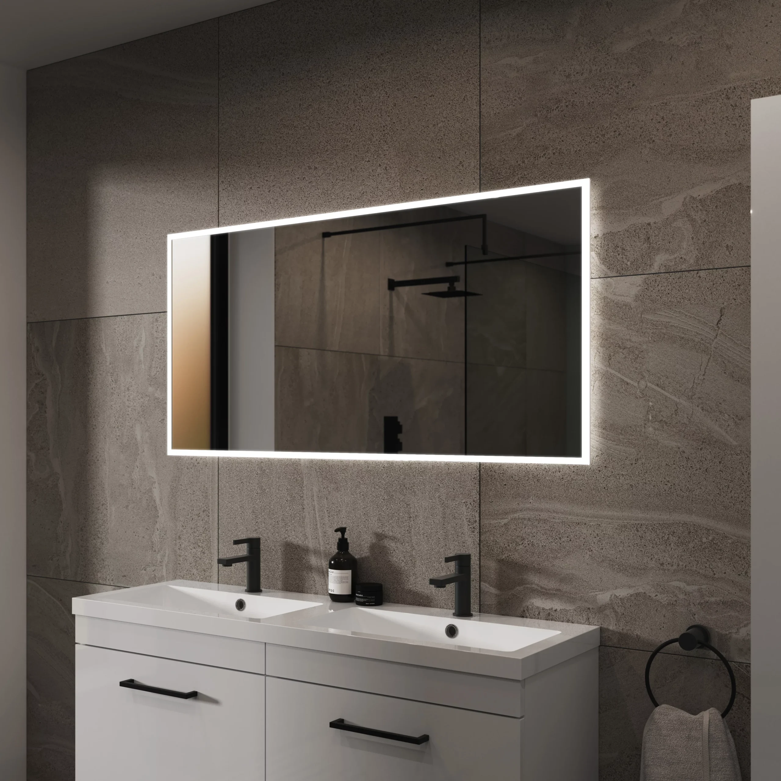 Sensio Glimmer Rectangular Frameless Illuminated Colour-changing Mirror (H)1200mm (W)600mm 5 Sensio Glimmer Rectangular Frameless Illuminated Colour-changing Mirror (H)1200mm (W)600mm - Image 3
