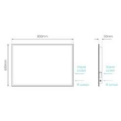 Sensio Glimmer Rectangular Frameless Illuminated Colour-changing Mirror (H)800mm (W)600mm -Crystal Bathware sensio glimmer rectangular frameless illuminated colour changing mirror h 800mm w 600mm5060522085065 01t