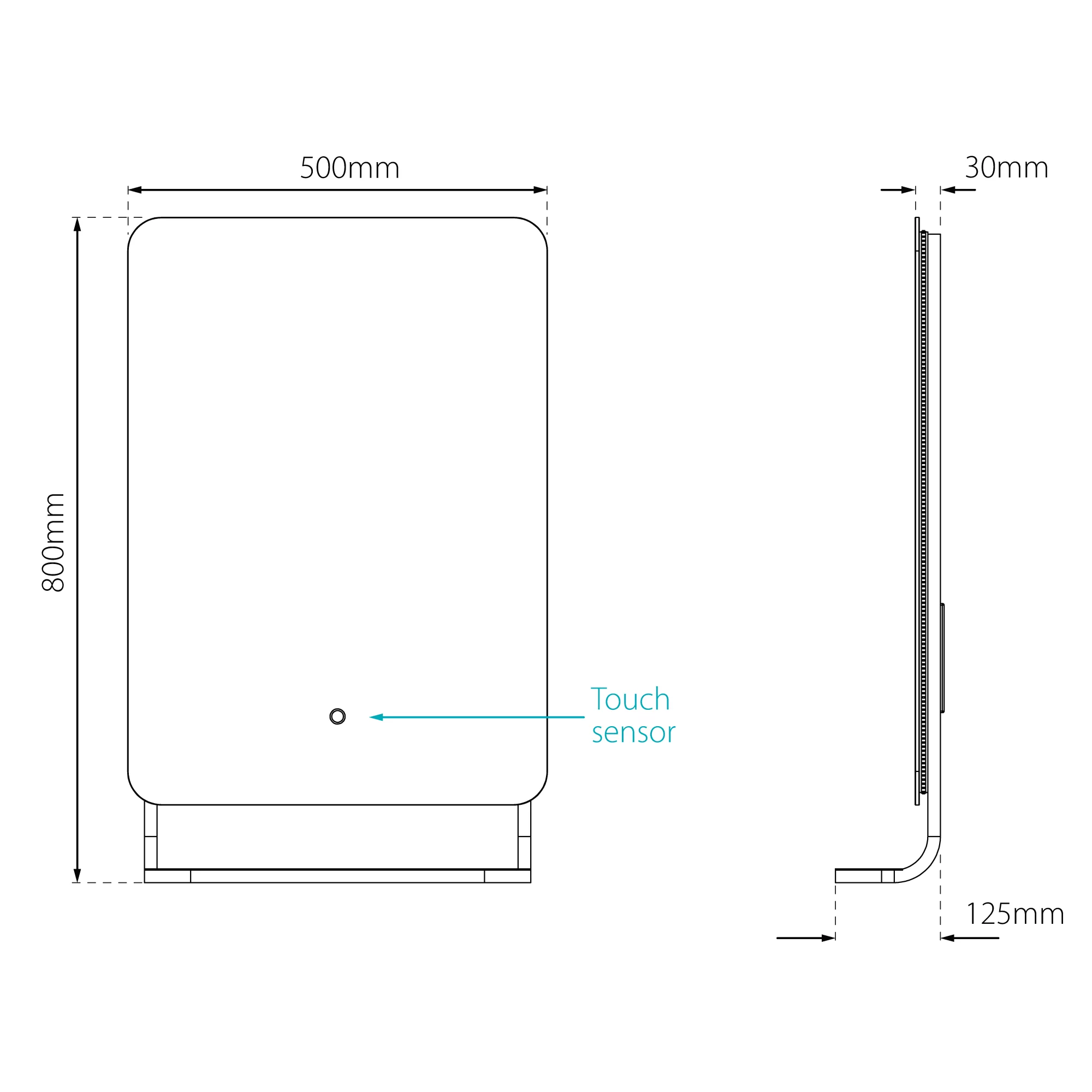 Sensio Harbour Black Rectangular Frameless Illuminated Colour-changing Mirror (H)790mm (W)500mm 6 Sensio Harbour Black Rectangular Frameless Illuminated Colour-changing Mirror (H)790mm (W)500mm - Image 4