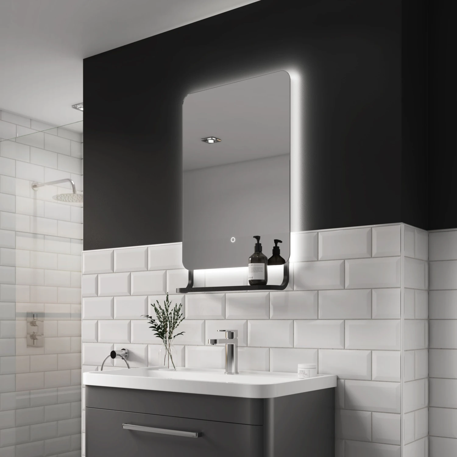 Sensio Harbour Black Rectangular Frameless Illuminated Colour-changing Mirror (H)790mm (W)500mm 5 Sensio Harbour Black Rectangular Frameless Illuminated Colour-changing Mirror (H)790mm (W)500mm - Image 3