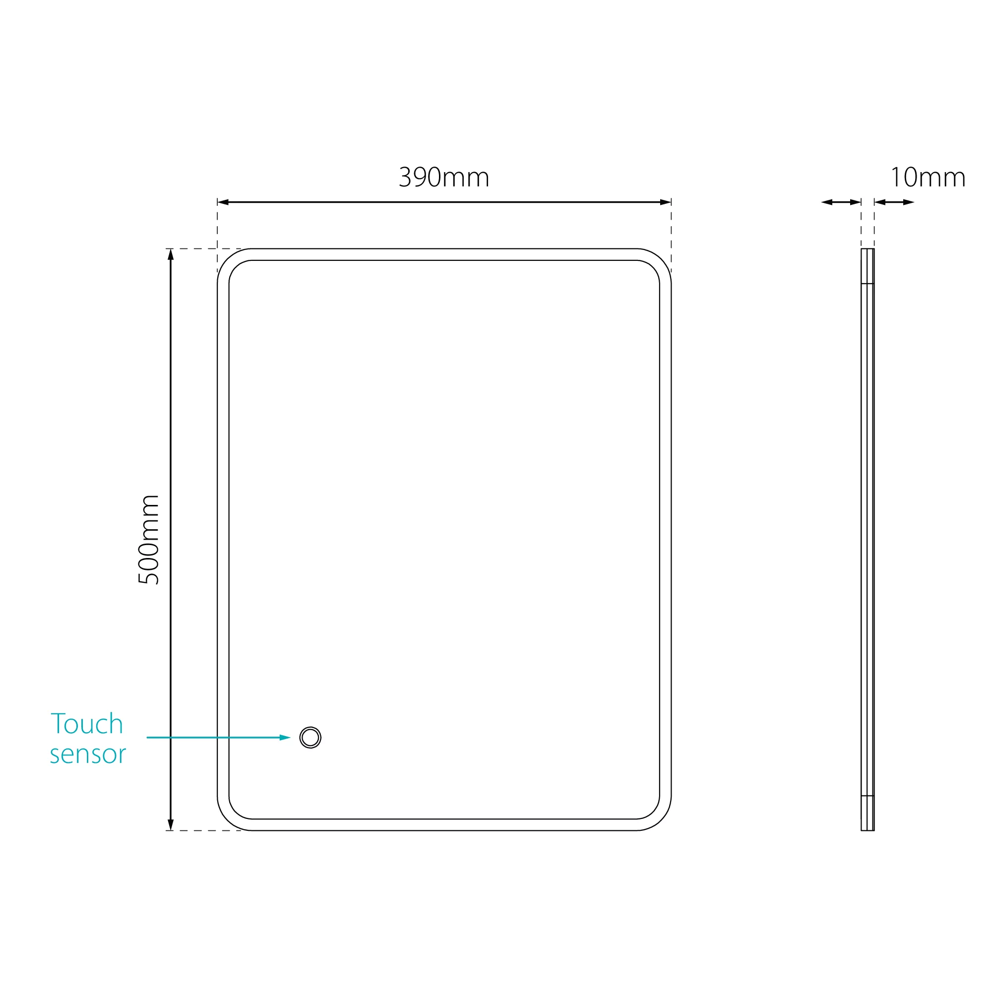 Sensio Libra Rectangular Frameless Illuminated Colour-changing Mirror (H)500mm (W)390mm 7 Sensio Libra Rectangular Frameless Illuminated Colour-changing Mirror (H)500mm (W)390mm - Image 5