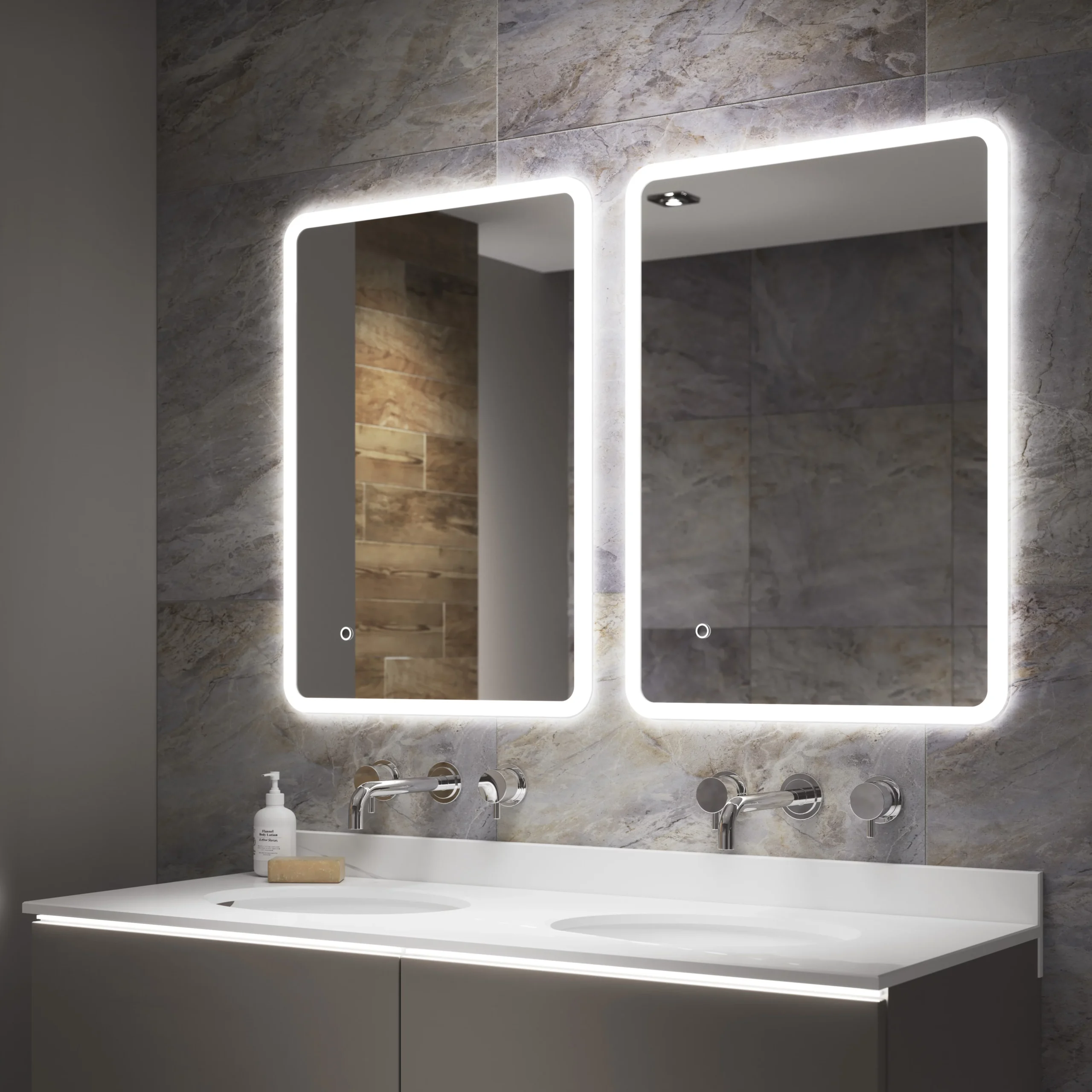 Sensio Libra Rectangular Frameless Illuminated Colour-changing Mirror (H)500mm (W)390mm 6 Sensio Libra Rectangular Frameless Illuminated Colour-changing Mirror (H)500mm (W)390mm - Image 4