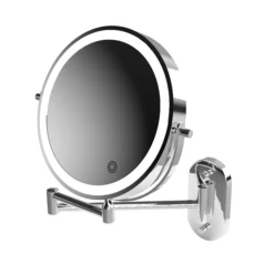 Sensio Lily Chrome Effect Round Wall-mounted Bathroom & WC Illuminated Bathroom Mirror (H)32cm (W)20cm