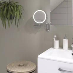 Sensio Lily Chrome Effect Round Wall-mounted Bathroom & WC Illuminated Bathroom Mirror (H)32cm (W)20cm -Crystal Bathware sensio lily chrome effect round wall mounted bathroom wc illuminated bathroom mirror h 32cm w 20cm5060522089100 01i