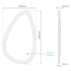 Sensio Mistral Curved Frameless Illuminated Colour-changing Mirror (H)800mm (W)550mm -Crystal Bathware sensio mistral curved frameless illuminated colour changing mirror h 800mm w 550mm5060522081654 01t