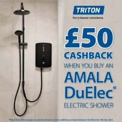 Triton Amala DuElec® Matt Black Manual Electric Shower, 9.5kW -Crystal Bathware triton amala duelec matt black manual electric shower 9 5kw5012663157873 36c bq