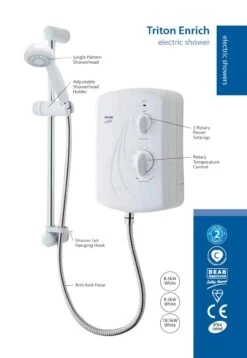 Triton Enrich White Electric Shower, 10.5kW -Crystal Bathware triton enrich white electric shower 10 5kw5012663017221 18bq