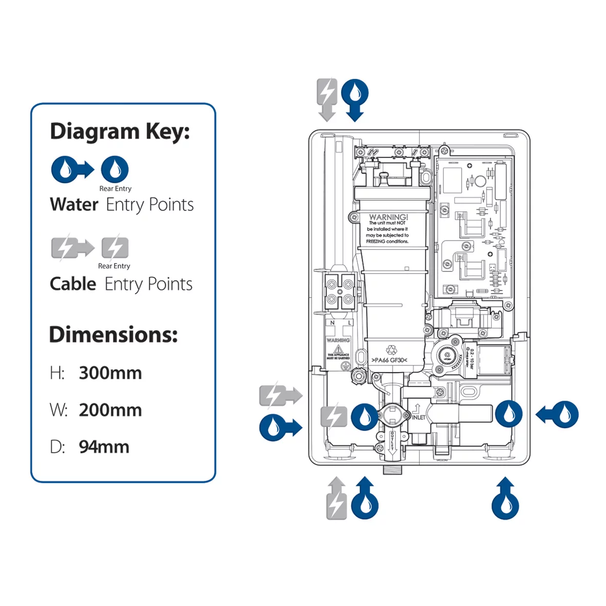 Triton Matt Black Manual Electric Shower, 9.5kW 8 Triton Matt Black Manual Electric Shower, 9.5kW - Image 6
