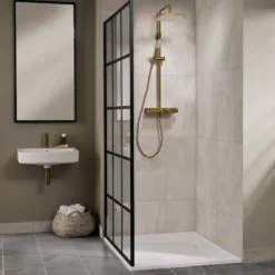 Triton Showers Single-spray Pattern Gold Effect Surface-mounted Thermostat Temperature Control Mixer Shower -Crystal Bathware triton showers single spray pattern gold effect surface mounted thermostat temperature control mixer shower5012663158238 02i