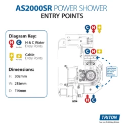 Triton Silent Running 5-spray Pattern Silver & White Chrome Effect Thermostatic Power Shower -Crystal Bathware triton silent running 5 spray pattern silver white chrome effect thermostatic power shower5012663154049 02t bq