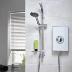 Triton Silver & White Chrome Effect Electric Shower, 9.5kW -Crystal Bathware triton silver white chrome effect electric shower 9 5kw5012663155435 02i bq