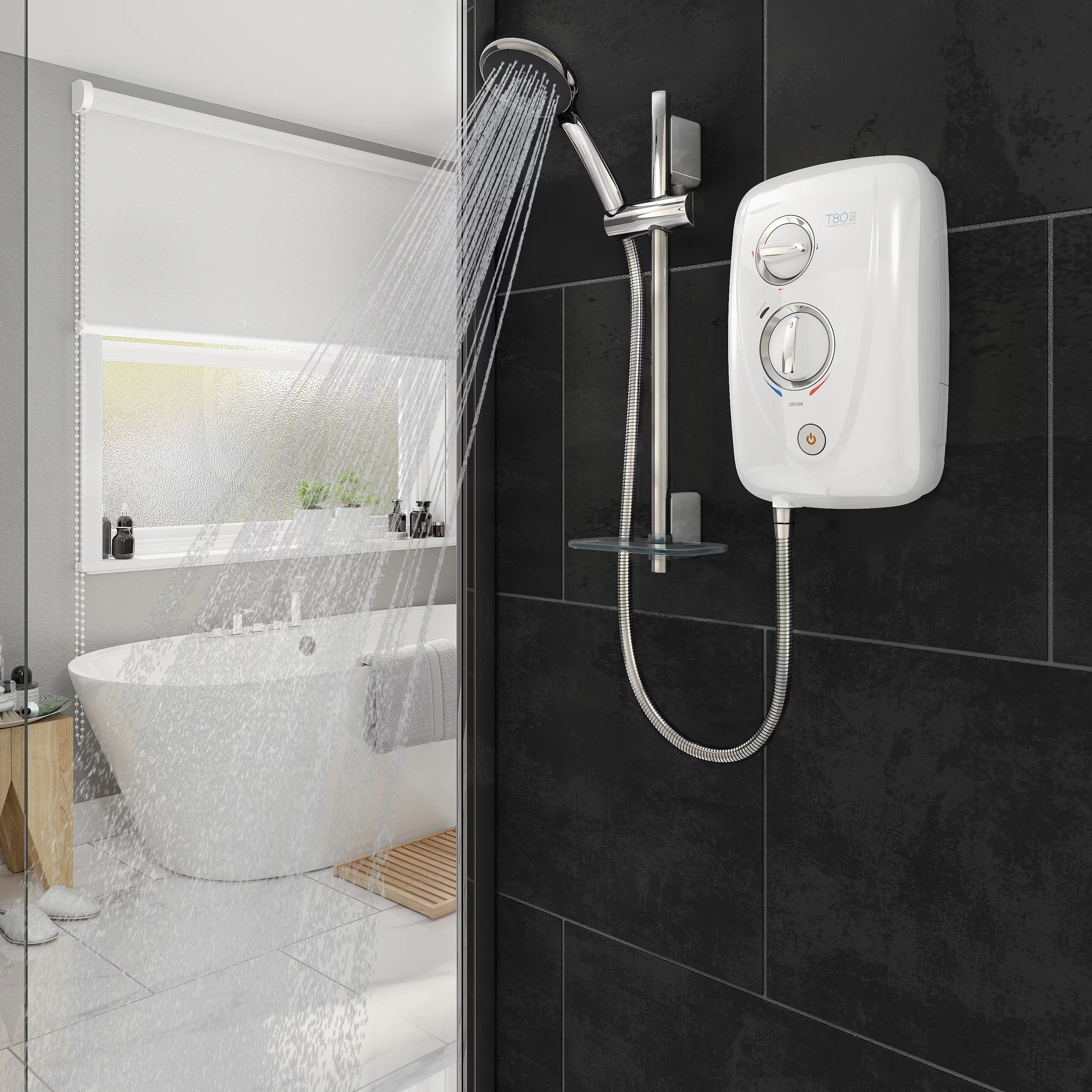 Triton T80 Easi-Fit+ Thermostatic White Electric Shower, 8.5kW 5 Triton T80 Easi-Fit+ Thermostatic White Electric Shower, 8.5kW - Image 3