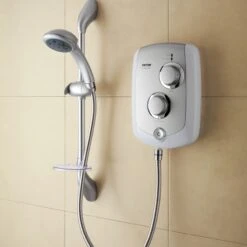Triton Trance White Chrome Effect Electric Shower, 9.5kW -Crystal Bathware triton trance white chrome effect electric shower 9 5kw5012663012721 03bq