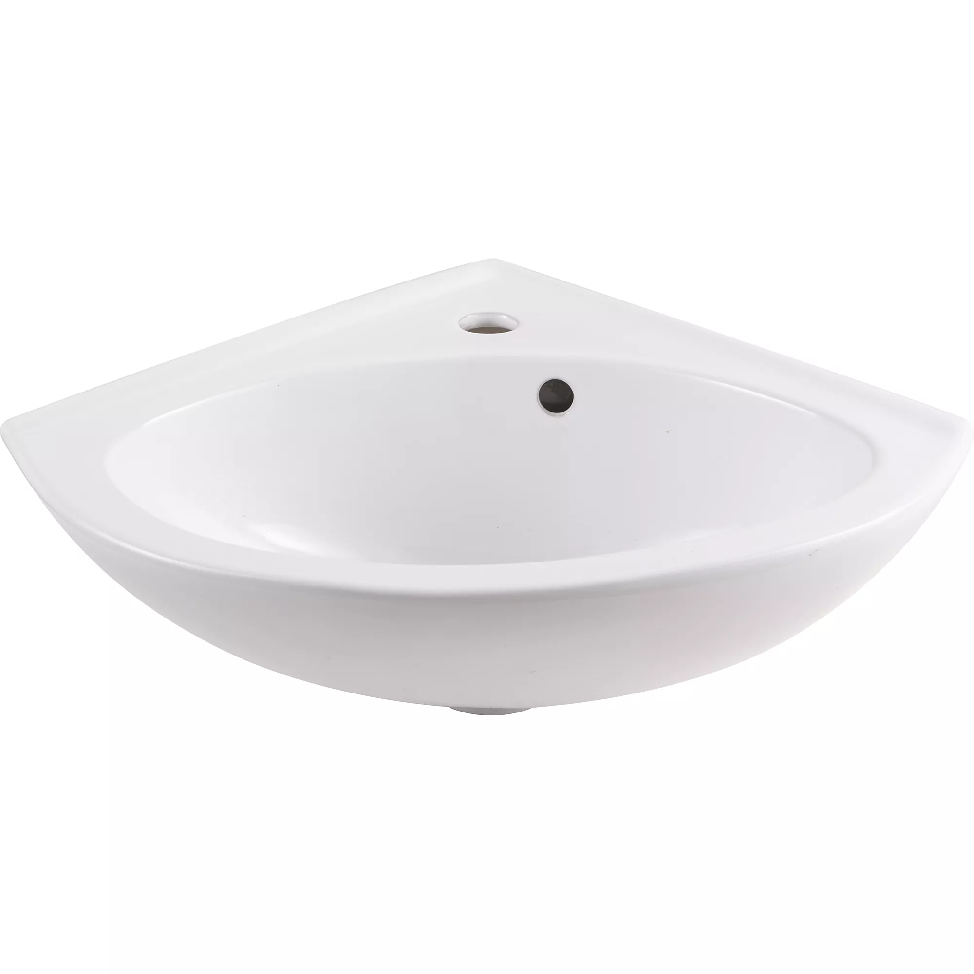 Vedi White Triangular Wall-mounted Corner Cloakroom Basin (W)38.5cm 4 Vedi White Triangular Wall-mounted Corner Cloakroom Basin (W)38.5cm - Image 2